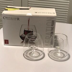 NIB 2 Chevalier Aerating stemless wine glasses - clear glass